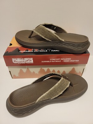 Skechers Flip Flops Men’s Gino Vegan Brown Relaxed Fit Lux Foam Comfort Casual Skechers Luxe Foam Sandals Chocolate Relaxed Fit Vegan Gino  main image 4