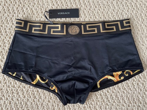 NWT Versace Greca Border Medusa Black Barocco Swim Trunks Bathing Suit 7 XL $425 - Picture 14 of 24