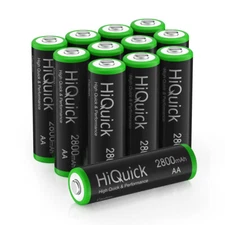 12Pcs HiQuick 2800mAh AA Rechargeable Batteries 1.2V NiMH Double A Battery