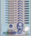 10 x Vietnam 20,000 Dong Banknote, 2021, P-120l, UNC, Polymer  USA SELLER