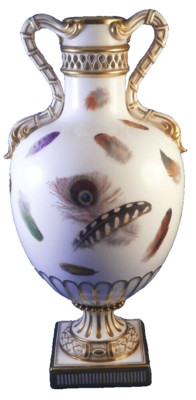 Antike 19. Jh. Minton Porzellan Feder Motiv Design Vase