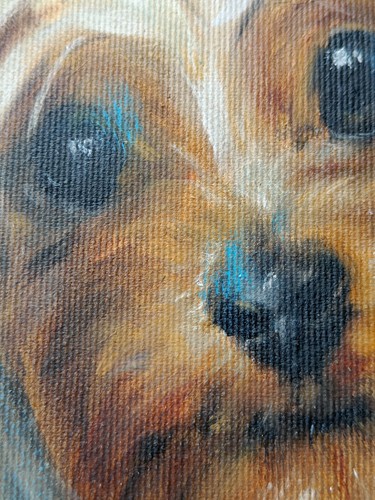 Original Cute Yorkshire Terrier Dog Portrait Oil Painting Unstretched Canvas - Picture 3 of 8