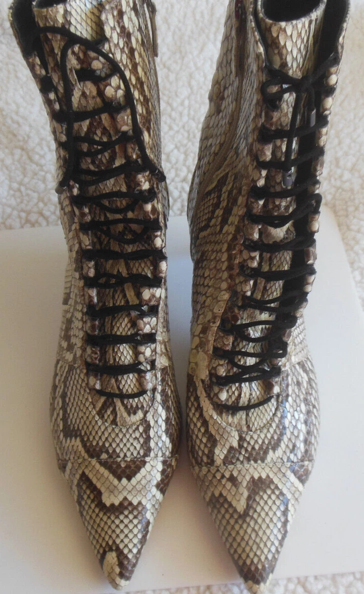 ALEXANDRE BIRMAN Millen Python Print Leather Kitten Heel Booties