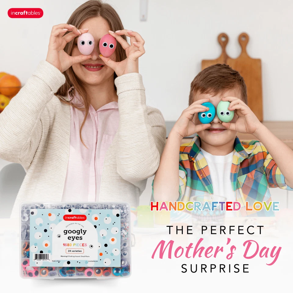 Juego de 1680 piezas Incraftables Googly Eyes. Ojo movible autoadhesivo para manualidades hágalo usted mismo Foto 3 de 4