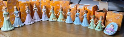 ENESCO GROWING UP PORCELAIN BRUNETTE GIRL BIRTHDAY FIGS -Baby, 3, 5, 6, 7 - 12
