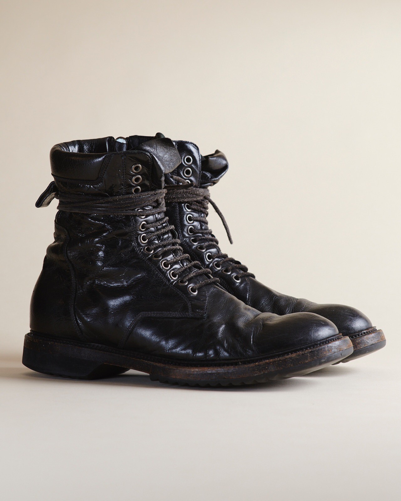 Rick Owens Black Leather Boots. Men