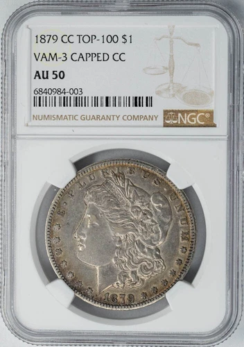1879-CC Morgan Silver Dollar $ Vam-3 Capped CC Top 100 AU50 NGC 949624-1