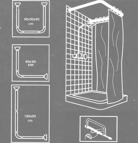 Winkelstange Winkel L&U Form Weiß Dusch Badewanne Bad Duschvorhang Stange Eck - Bild 1 von 3