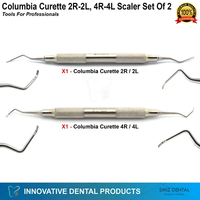 SMIZ DENTAL® COLUMBIA UNIVERSITY CURETTE 2R/2L, 4R/4L PERIODONTAL CURETTES DENTISTRY SCALERS