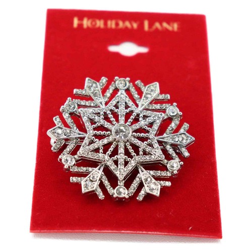 Charter Club Silver-Tone Crystal Snowflake Brooch - Picture 2 of 3