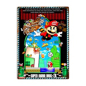 SUPER MARIO BROS 3 POSTER ART Metal Print Tin Sign Retro Gaming Arcade 8bit Nes