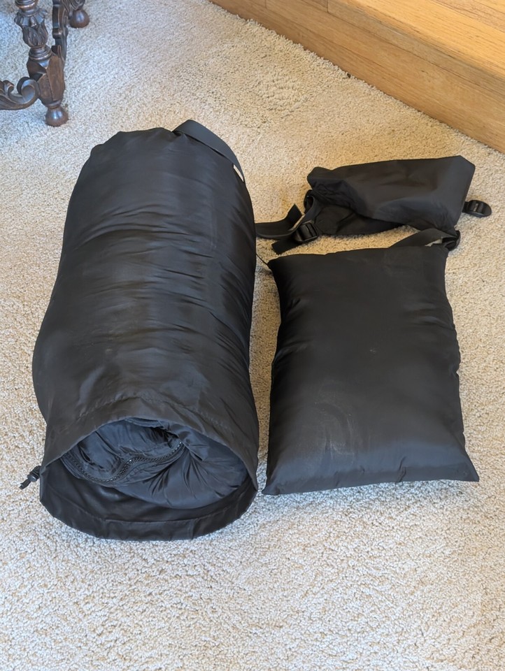 Wiggy's Lamilite Mummy Sleeping Bag, Overbag, pillow and stuff sack