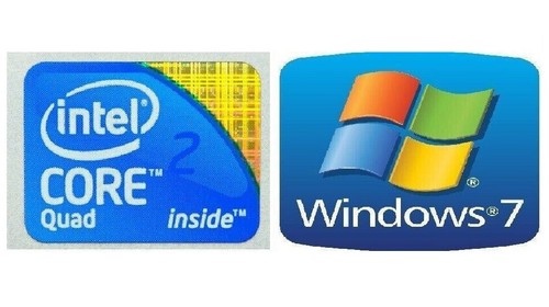 Windows 7 + Intel Core Quad Inside Stickers Decals Computer Laptops PCs Desktop - Afbeelding 2 van 3