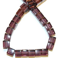 G1356 Purple Amethyst 6mm Square Cube Reconstituted Gemstone Crystal Glass Beads
