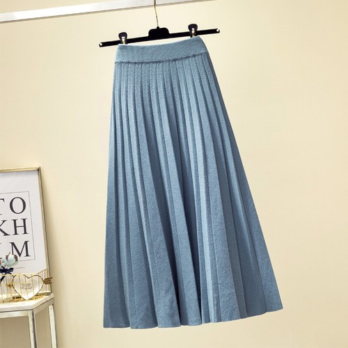 Women Winter Fall Knitted Pleated Skirt Elastic High Waist Swing A-line Casual - Imagen 23 de 25