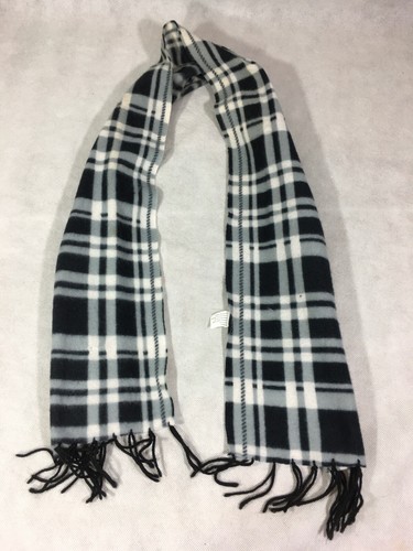 Schwarz kariert Fransen Polyester 49"x10" Schal - Bild 4 von 14