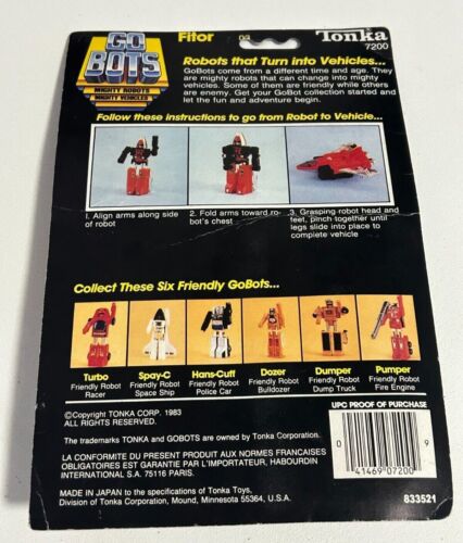 1983 Go Bots *FITOR* ENEMY ROBOT JET (03) Sealed On Card NEW Vintage Tonka 7200 - Picture 2 of 2
