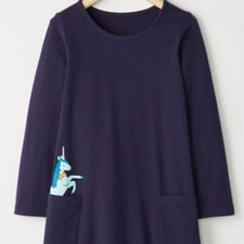 NWOT Hanna Andersson Pocket Peek Art Unicorn Dress Girl's 10 Euro 140 cm