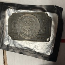VINTAGE BICENTENNIAL United States Independence Brass Belt Buckle 1776-1976
