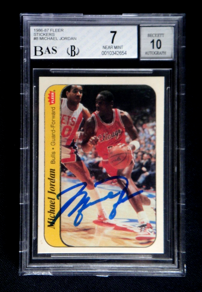 MICHAEL JORDAN 1986 FLEER STICKER SIGNED UPPER DECK UDA