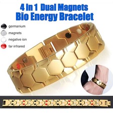 Men Women Stainless Steel Therapy Energy Magnetic Bracelet Health Care Adjustabl