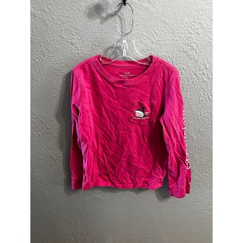 Girls pink vineyard vines long sleeve T-shirt Christmas size small 7/8