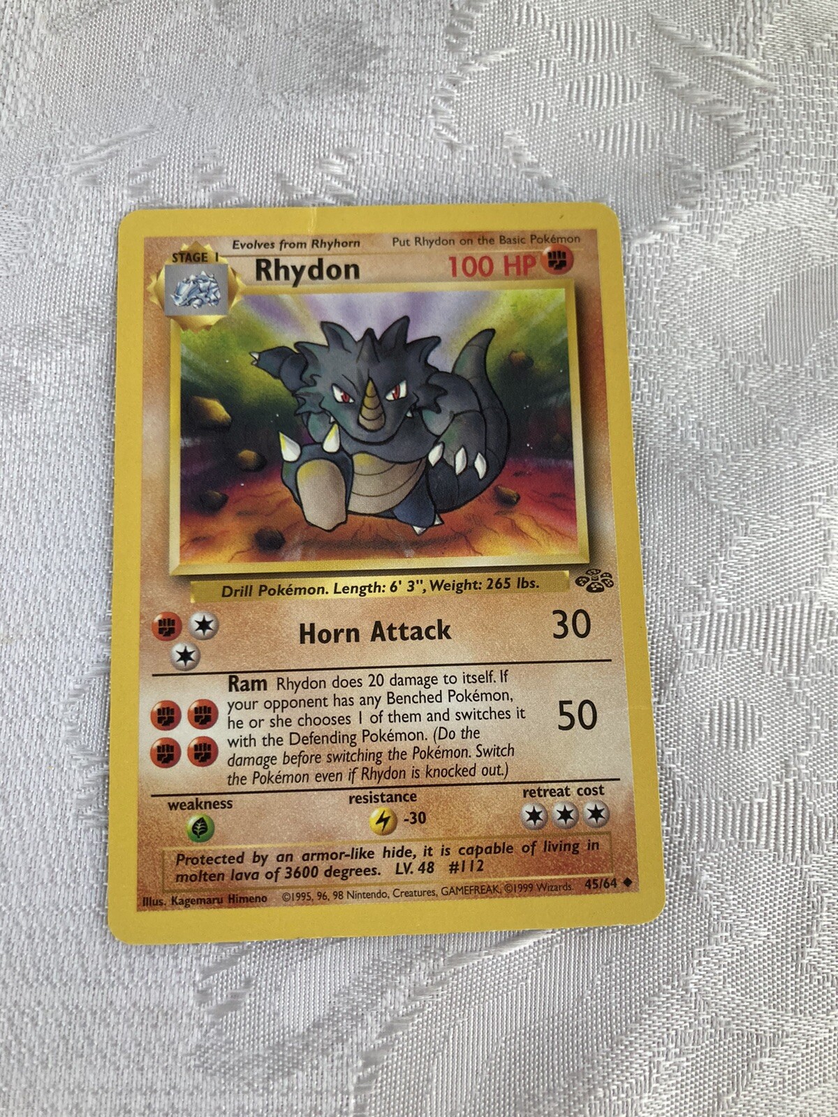 Rhydon 1st Edition 45/64 Jungle Uncommon Pokemon Vintage Card WOTC MP ...