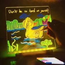 LED Light-up Erasable Acrylic Message Board - USB Children's Drawing & Ads