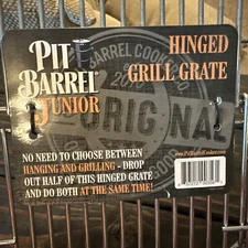 Pit Barrel Junior Cooker, Hinged Grill Grate, Chrome Plated Durable Steel 13.25”