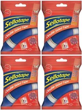 4x Sellotape Double Sided Tape Adhesive DIY Home Office Arts Craft - 12mm x 33m