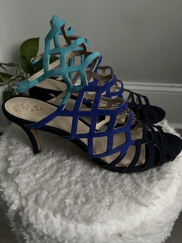 Vince Camuto Blue Hues /Black Paxton Grecian Gladiator Leather Sandals Shoes 7.5 - Picture 3 of 9