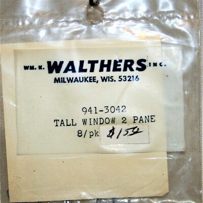 Walthers Window 2 Pane 8/pk 941-3042 New, Unpainted Metal