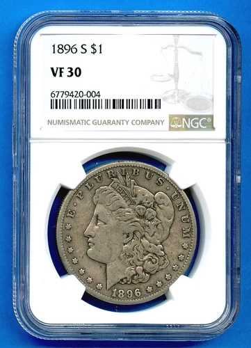 1896 S NGC VF30 Morgan Silver Dollar $1 US Mint Rare Key Date Coin 1896-S VF-30 