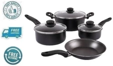 New Black Non Stick Aluminum Cookware Set Saucepan Frying Pan Dutch Oven W/ Lid