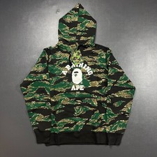 100 Authentic A Bathing Ape Tiger Camo Pullover Black Hoodie Size L  M 