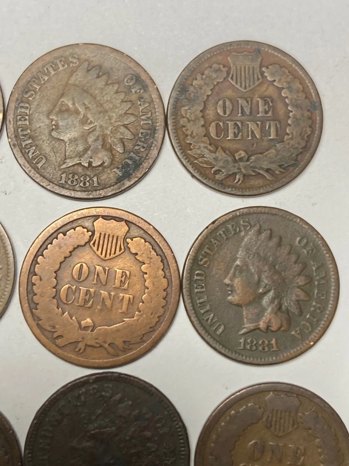 ROLLO DE CENTAVOS INDIOS 1881, 50 monedas en buen estado, monedas de 144 años Foto 4 de 4