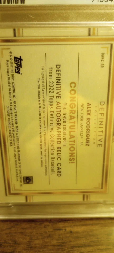 Alex Rodriguez 2022 Topps Colección Reliquias Definitivas 6/10 Foto 3 de 4