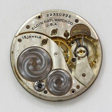 Elgin Grade 315 Model 3 Pocket Watch Movement  Metallic Dial ca. 1927
