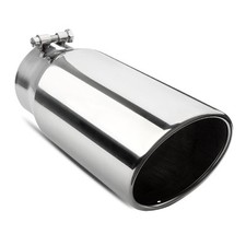 Universal 4 Inlet Exhaust Tip 5 Outlet 12 Long Rolled-edge Polished Bolt-on