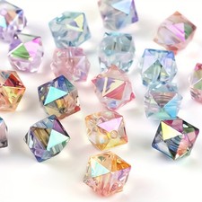 40Pcs 14mm Mixed Color Transparent Acrylic Faceted Beads for DIY Jewelry Making