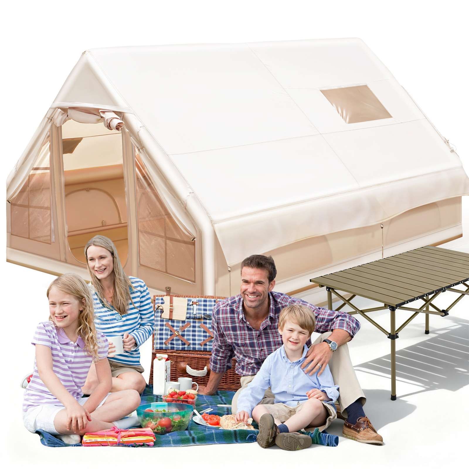 TOYANDONA Inflatable Camping Tents W/ Hand Pump Air Glamping Tents 6 Person Tent