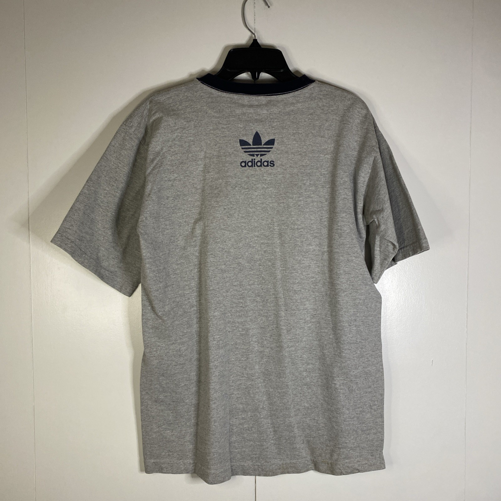 Vtg 90s Y2K Adidas T Shirt Made In USA 3 Stripes Mens Large Heathered Grey L thumbnail 6