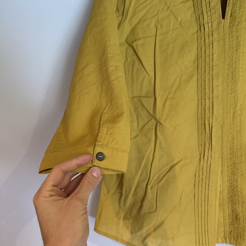 Blusa para mujer Jaeger de algodón con botones amarilla mostaza talla Uk 12 - Imagen 5 de 10