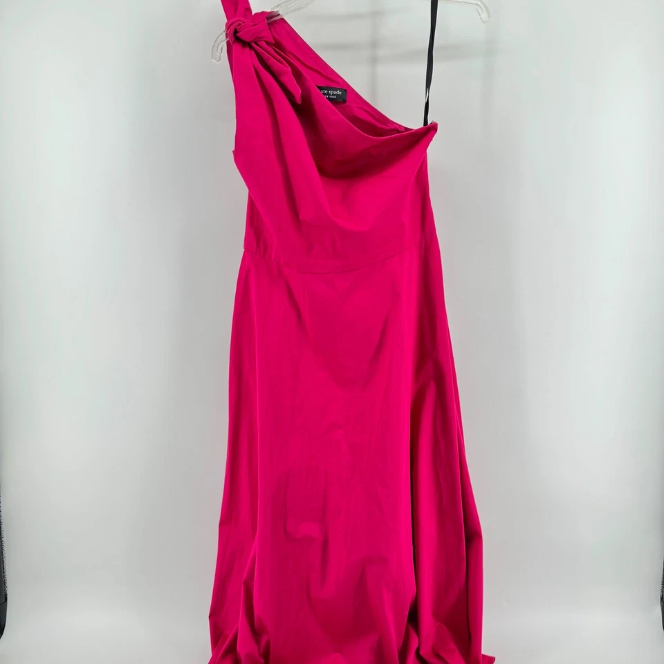 Платье Kate Spade Poplin Sabrina на одно плечо покрой с широкой юбкой размер 6 розовое - Изображение 2 из 4