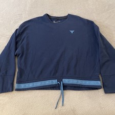 Under Armour Womens XL Project Rock Charged Fleece Crew Sweatshirt Boxy Cropped