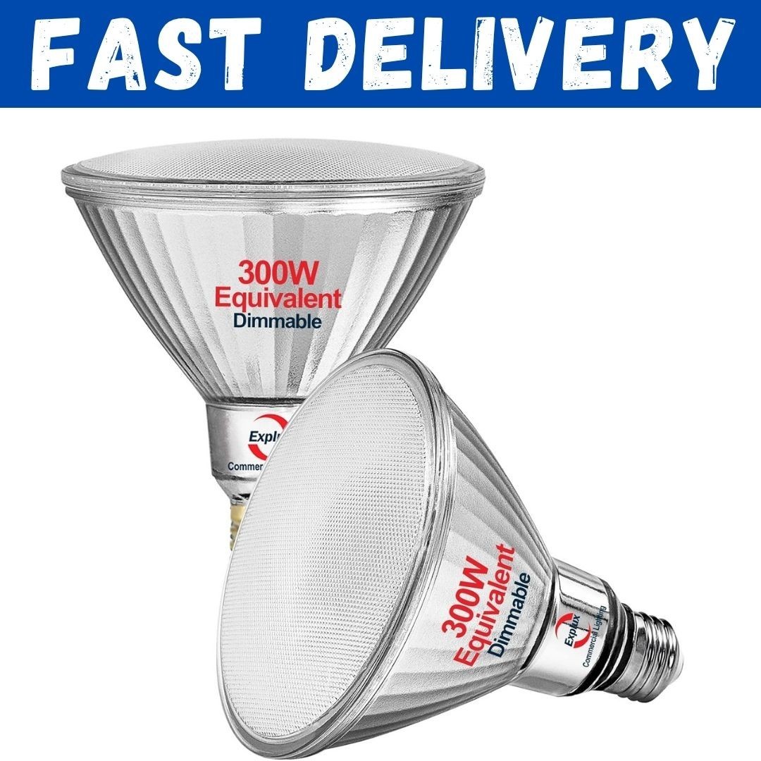 Explux 300 Watt Equivalent PAR38 LED Flood Light Bulbs, 2 Pack 5000k Daylight