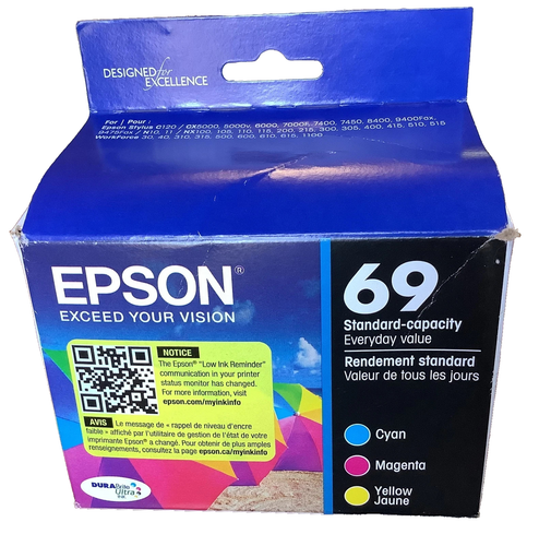 Genuine Epson 69 T069520 Tri Color Inkjet Cartridge Pack Exp 7/2026