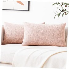 Decorative Boucle Throw Pillow Covers, Pink, 12 20" x 12" Pack of 2 Old Rose