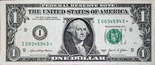 $1 Dollar Bill Star Note Series 2021 Low Serial Number I00345943*