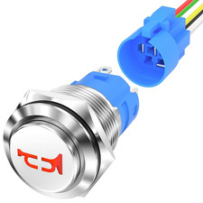 16MM Horn Switch Red LED Marine Momentary Push Button Switch 12V Waterproof Meta